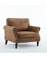 40" Nailhead Trim Sofa, 22" Deep Seat, Faux Leather