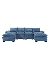 Modern Large chenille Fabric U-Shape Sectional Sofa