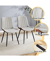 4-Piece Pu Dining Chair Set with Extended Cushion