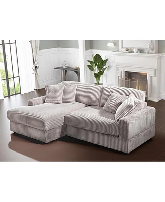 Modern CorduroyCorner sofa Sleeper Sofa Couch With Comfy Deep Seat& 6 Pillows