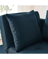 Convertible Sofa Bed with Adjustable Backrest and Wheels, Blue