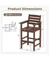 Patio Hdpe Adirondack Bar Chairs Set of 2 with Wide Armrests