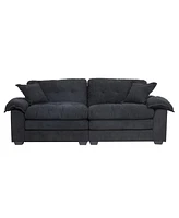 84" Chenille Recliner Sofa Small Sofa Loveseat Deep Seat Sofa Couch with 2 Throw Pillows & Memory Foam for Living Room Apartment Office Lounge-Bl