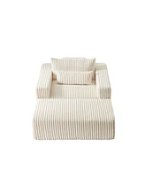 75-Inch Corduroy Sponge Sofa Lounge Chair with Removable footrest,No Assembly Required,Fluffy Modern Sleeper Chair for Indoor Living Room Bedroom