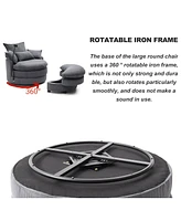 Modern 360 Swivel Accent Chair with 4 Pillows (Grey