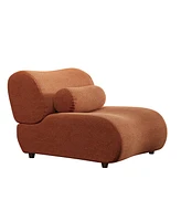 Modern Chenille Sofa with Reclining Backrest and Pillows, Rust Orange
