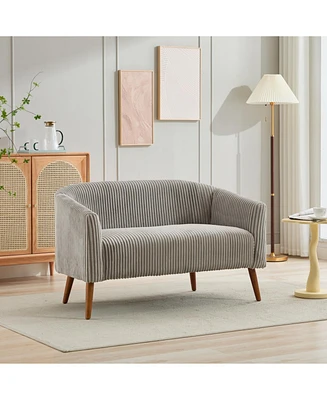 Modern Corduroy Loveseat Sofa, 2-Seat with Walnut Legs
