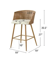 Rattan Boucle Armrest Counter Stool Set Of 2-Maison Boucle