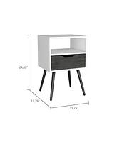 Nightstand Fugaz, Open Shelf, Single Drawer, Smokey Oak Finish