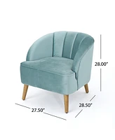 Mid-Century Modern Velvet Club Chair With Birch Legs