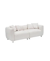 89 inch Sofa for Living Room, Fashion Sofa with Metal Legs, 3 Seater Sofa, Solid Wood Frame Couch with 4Pillows, for Apartment Office Living Room