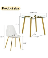 Glass Table & Gold Leg Chairs