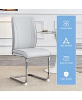 Arch Dining Chairs - Light Gray Pu, Silver Legs - Set of 6
