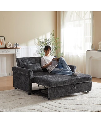 Upholstered Sofa Bed - Chenille Loveseat with Adjustable Back