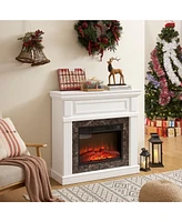 Electric Fireplace with Mantel,fireplace mantel surround with 23" Fireplace Insert, Adjustable Flame, Remote Control-White,41.34"W14"D4