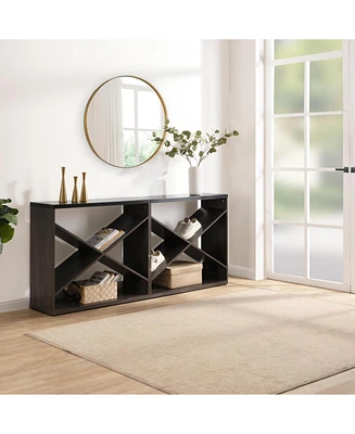 70.87" X-Shape Farmhouse Console Table with Storage