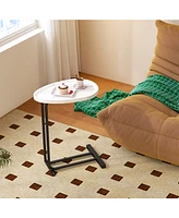2-Piece C-Shaped End Table with Slide (White)