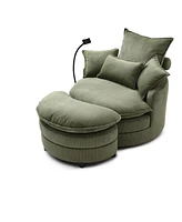 Modern 360 Swivel Barrel Chair with 4 Pillows (Green)