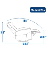 Manual Recliner Chair with Rocker and Swivel in Fabric for Living Room
