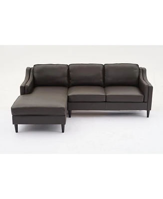 94.5 inch modern style L-shaped genuine leather sofa with chaise lounge, Left Chaise