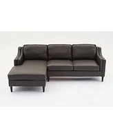 94.5 inch modern style L-shaped genuine leather sofa with chaise lounge, Left Chaise