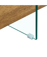 Modern Square Coffee Table: Glass and Wood Combo