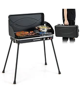 2-in-1 Gas Camping Grill and Stove with Detachable Legs
