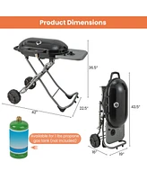 15000 Btu Portable Propane Bbq Grill with Wheels and Side Shelf