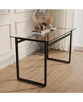 Rectangular Glass Dining Table for 4-6,51" W x 27"D x 30" H