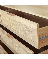 51.18" 6-Drawers Rattan Storage Cabinet Rattan Drawer, for Bedroom, Living Room, Natural (Same Sku:W75784346)