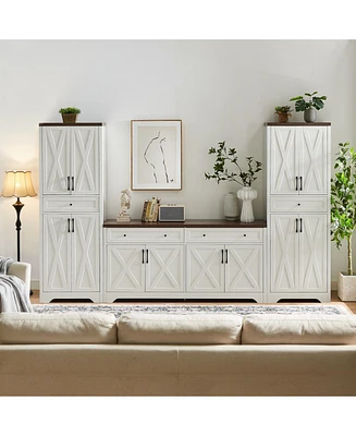 Tv Cabinet Set w/ Sideboards, 108.7"L x 68"H