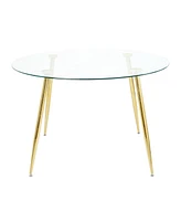 47.2" Glass Dining Table, Gold Legs