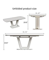 Expandable White Dining Table, U-Legs, Home/Office