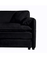 Oversized Chenille Loveseat Sofa - Black