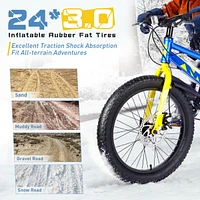24 Inch Bicycles, Fat Tire Mountain Bike for Boys and Girls Age 10 + Years, Dual-Disc Brake,Shimano 7-Speed