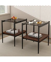 Coffee Table and End tables Set of 3, Tempered Glass Table with Mdf layer, Modern Tables for Living Room