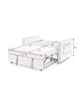 Loveseats Sofa Bed with Pull-out Bed,Adjsutable Back and Two Arm Pocket-Light grey(54.5"x33"x31.5")