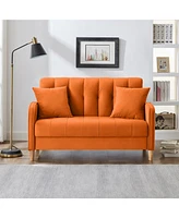 Modern Design Couch for Living Room Department Small Space Loveseat Smooth Velvet Upholstered Tufted Sofa Orange