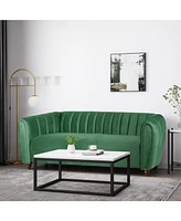 Luxurious Velvet Tuxedo Sofa with Channel Stitching and Modern Glamour