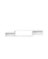 65.35in Wall Mounted Floating Tv Stand with 20 Color LEDs and Charging Station