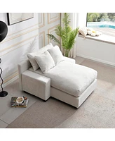 Modern Luxury Sofa Couch for Living Room Quality Chenille Upholstery Sleeper Sofa Bed Daybed Beige Chenille