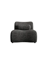 Modular Black Chenille Sofa with Headrests and Cylindrical Pillows
