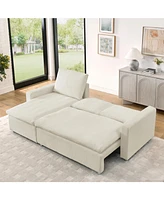 L-Shaped Convertible Sofa Bed with Pull-Out Bed, Storage and Washable Covers