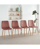 Pink Velvet Dining Chairs (Set of 4), Modern Upholstered Side Chair