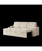 Convertible Sofa Bed with Storage, Recliner, and Cup Holder