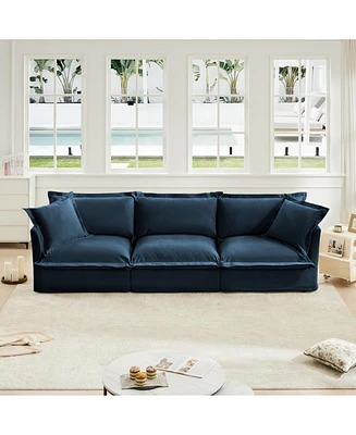 Modern 3-Seater Slipcovered Sofa with Plush Armrests and Deep Seat