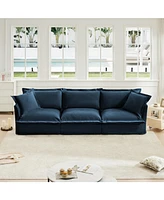Modern 3-Seater Slipcovered Sofa with Plush Armrests and Deep Seat