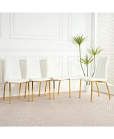 Gold-Plated Pu Dining Chair with Upholstered Seat (Set of 4)