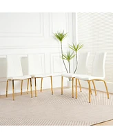 Gold-Plated Pu Dining Chair with Upholstered Seat (Set of 4)