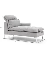 55" Chaise Lounge Sofa: Left Armrest, Pillow, Tufted